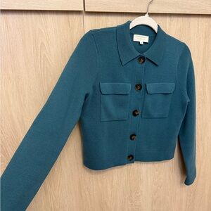 Sézane Teal Betty Button-Up Cardigan
